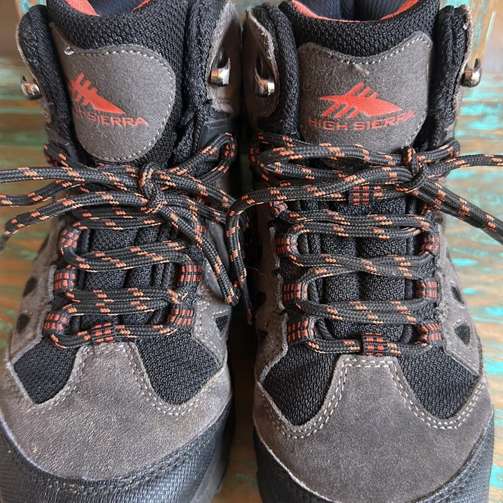 High Sierra Hiking Boots Kids Gray Orange Black Size 2 Model 34315
